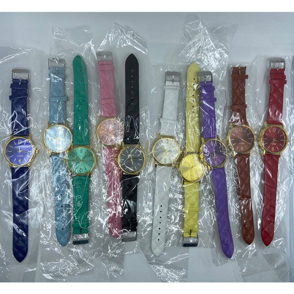🔵 ONE NWOT Gold-tone Quilted Band Watch Multiple Colors Available